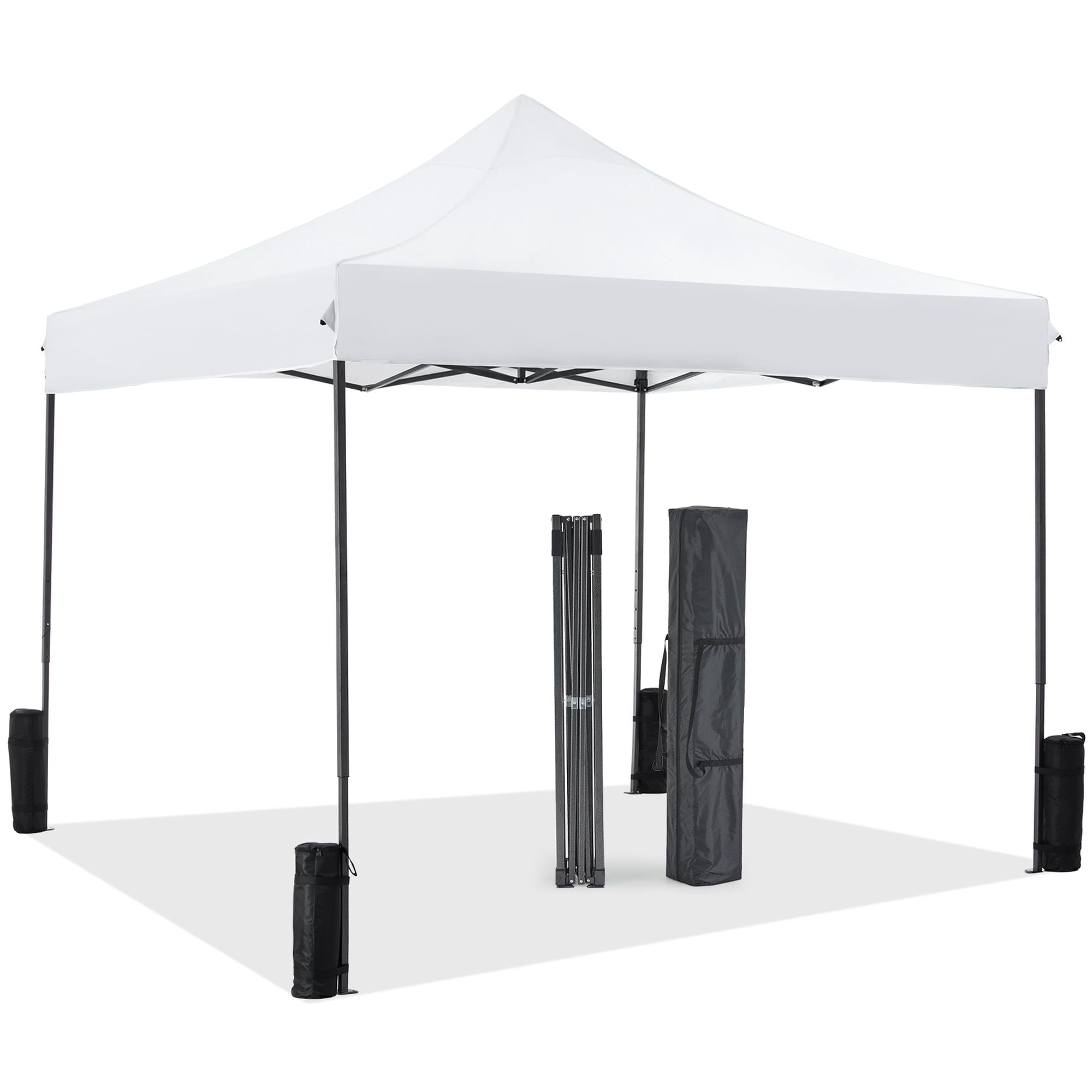 10x10 FT Pop Up Canopy Tent with Slant Legs and Carrying Bag, Easy Setup Outdoor Shelter for Patio, Garden, Beach, White