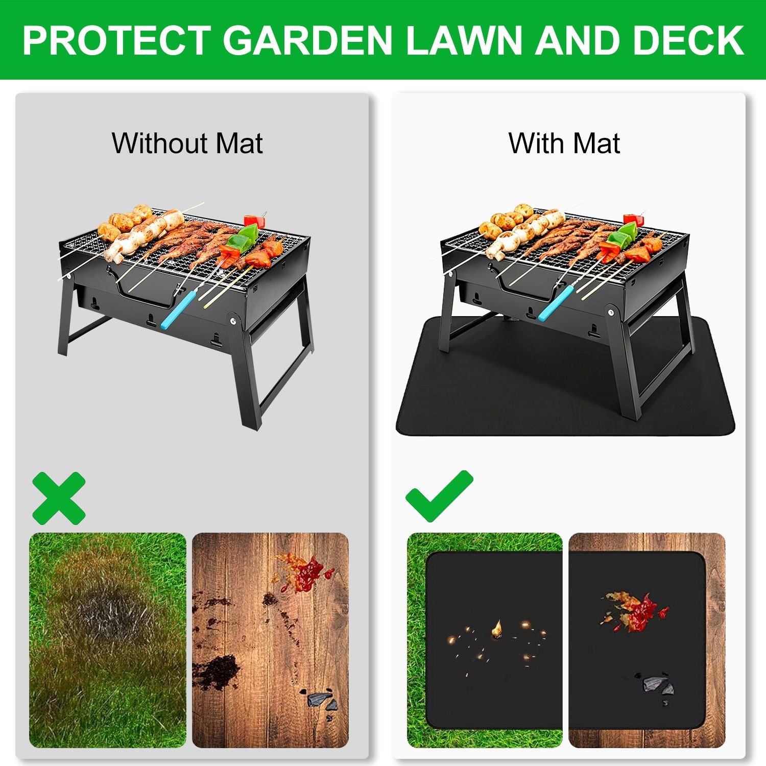 Double-Sided Fireproof Deck and Grill Protector Mat