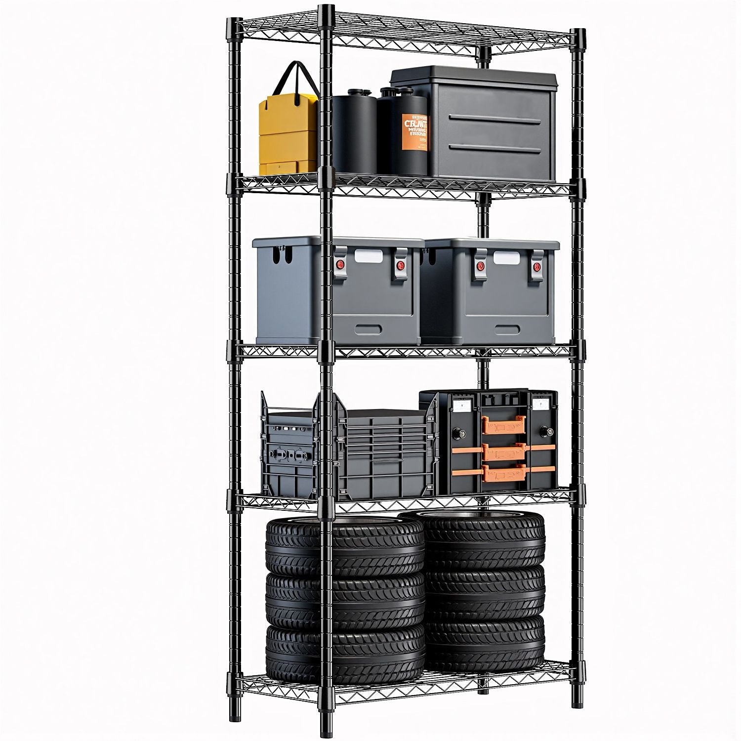 1250 lbs Storage Shelving Utility Shelving Unit 5-Tier Utility Shelving Unit Steel Organizer Wire Rack for Home,Kitchen,Office (13.7" D x 23.6" W x 62.4" H)