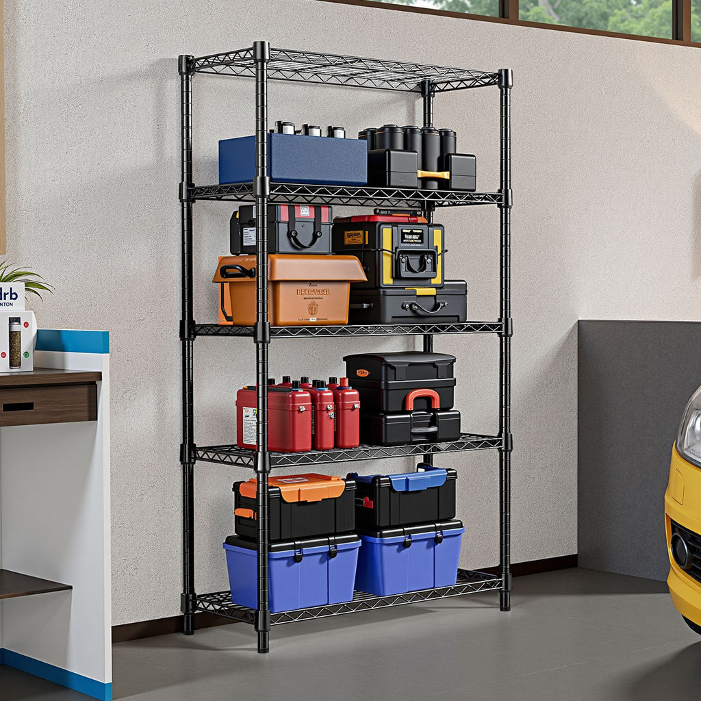 1250 lbs Storage Shelving Utility Shelving Unit 5-Tier Utility Shelving Unit Steel Organizer Wire Rack for Home,Kitchen,Office (13.7" D x 23.6" W x 62.4" H)