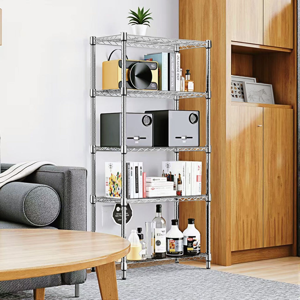 1250 lbs Storage Shelving Utility Shelving Unit 5-Tier Utility Shelving Unit Steel Organizer Wire Rack for Home,Kitchen,Office (13.7" D x 23.6" W x 62.4" H)