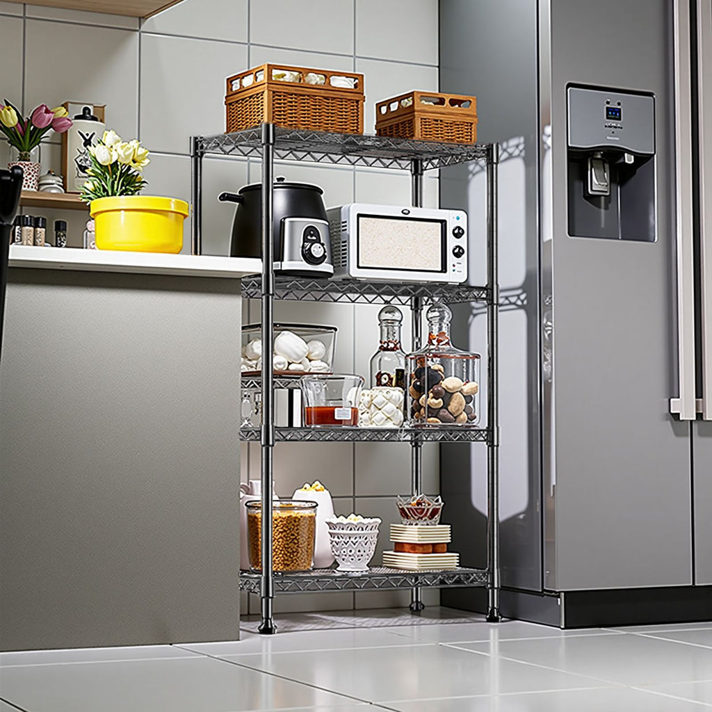 1000 lbs Storage Shelving Steel Heavy Duty 4-Tier Utility Shelving Unit Steel Organizer Wire Rack for Home,Kitchen,Office,Chrome (13.7" D x 29.5" W x 47.2" H)