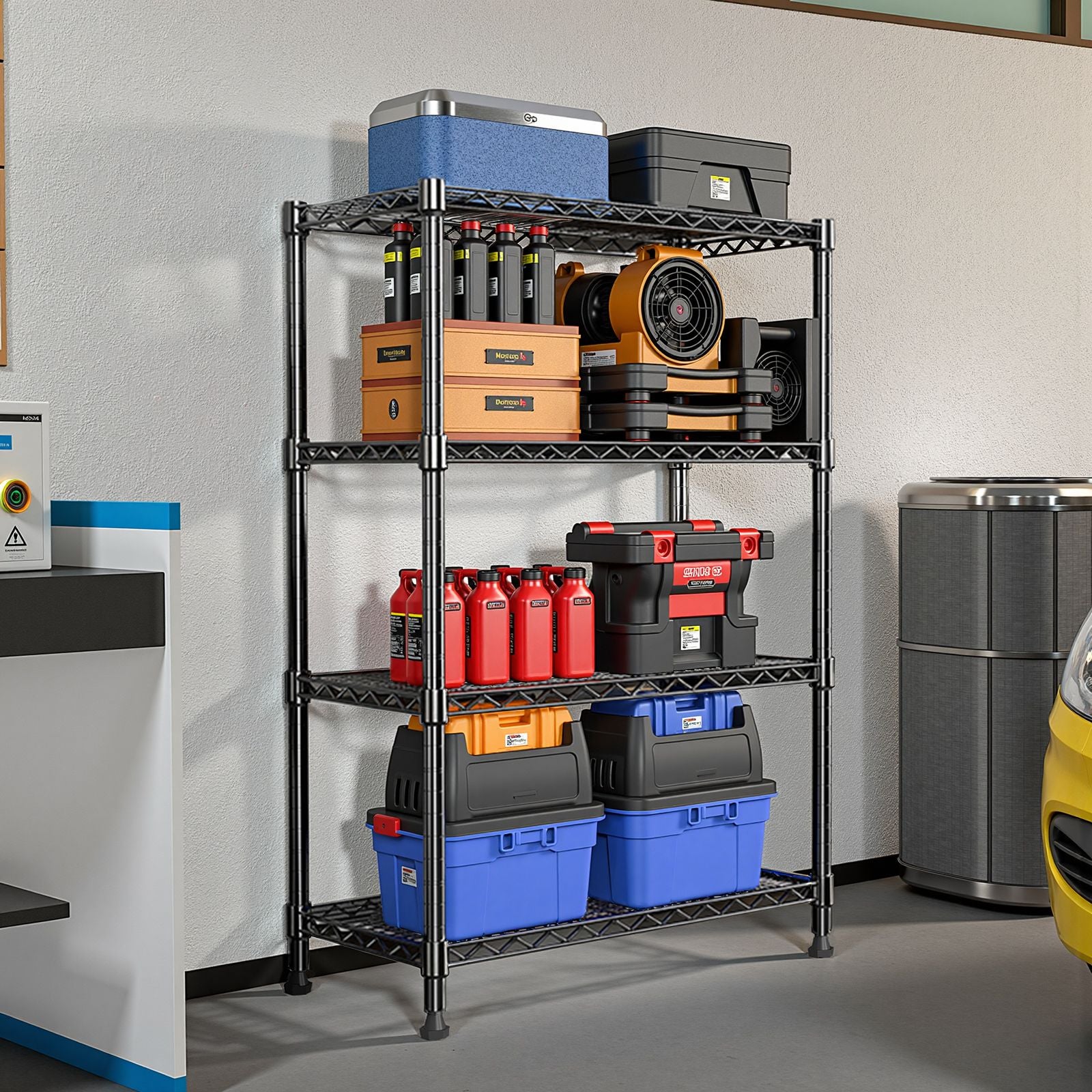 1000 lbs Storage Shelving Steel Heavy Duty 4-Tier Utility Shelving Unit Steel Organizer Wire Rack for Home,Kitchen,Office,Chrome (13.7" D x 29.5" W x 47.2" H)