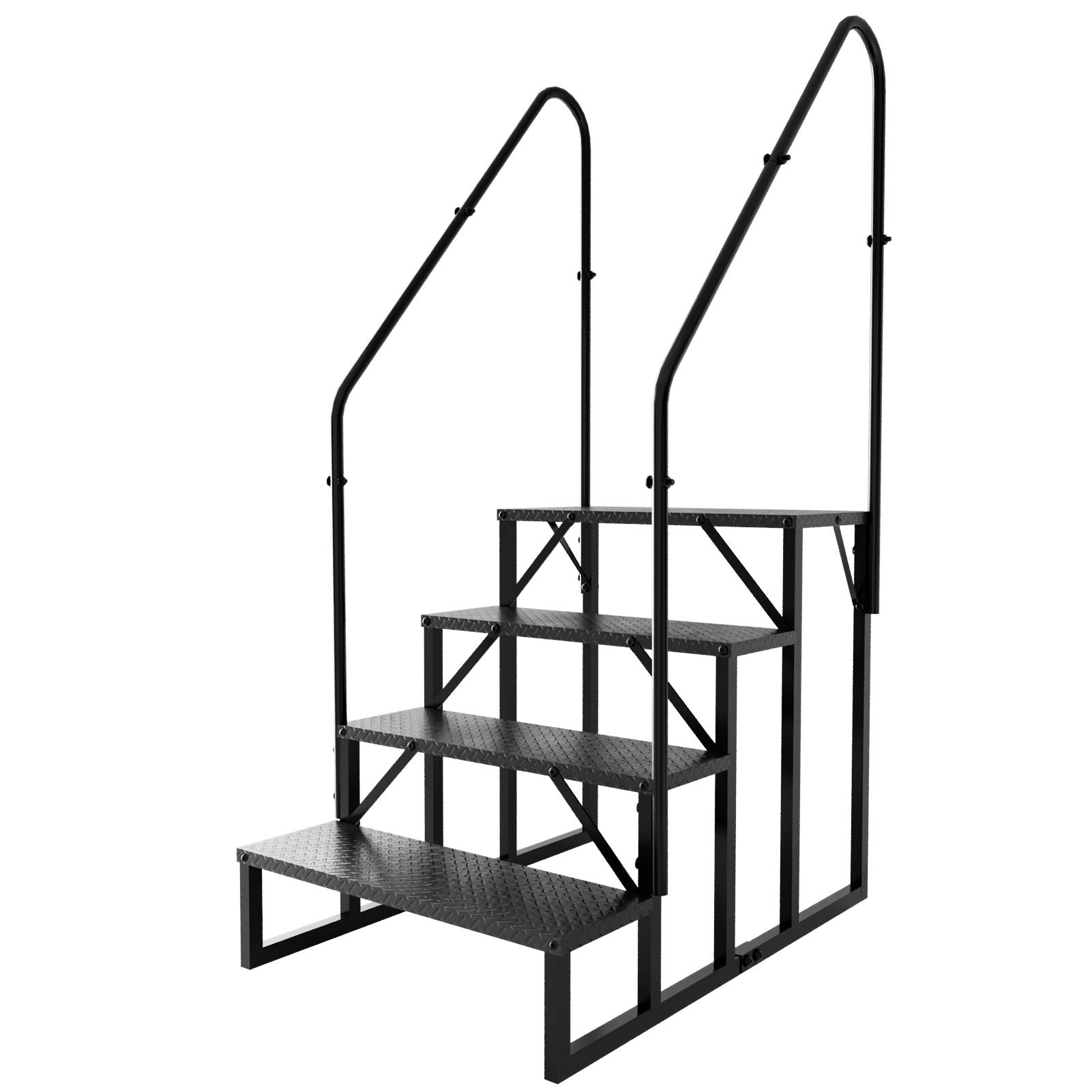 Hot Tub Steps Outdoor, RV Steps with Handrail, Portable RV Stairs 2/3/4/5 Step, Heavy Duty Truck Camper Steps Ladders for Travel Trailers, 5th Wheel, Motor Home, Spa, and Porch