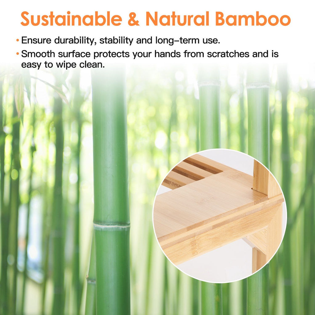 2-Tier Kitchen Spice Rack Expandable Bamboo Spice Organizer Cabinet Stackable Seasoning Organizer Extendable Spice Jar Rack for Countertops Pantries Cabinets GPCT4555