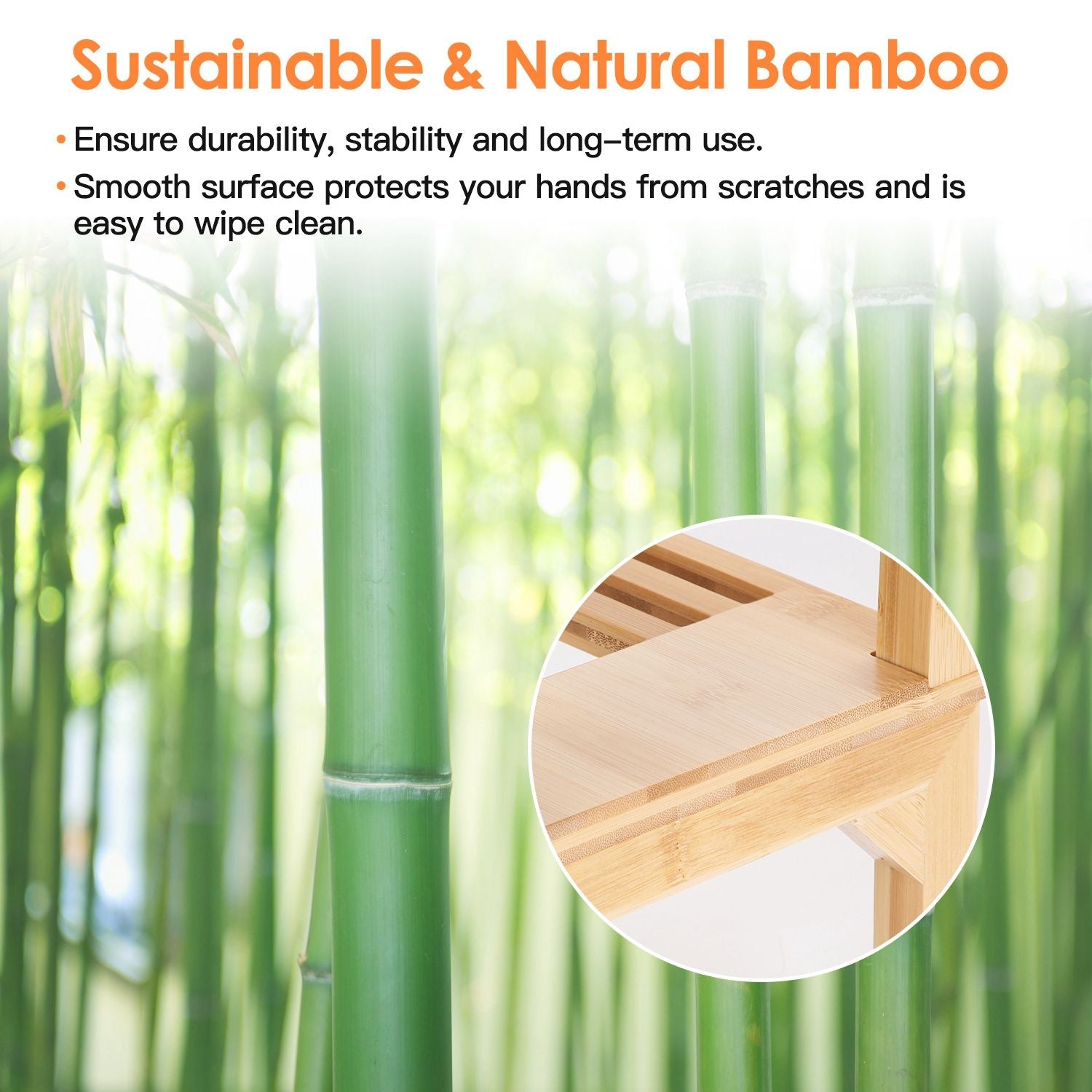 2-Tier Kitchen Spice Rack Expandable Bamboo Spice Organizer Cabinet Stackable Seasoning Organizer Extendable Spice Jar Rack for Countertops Pantries Cabinets GPCT4555