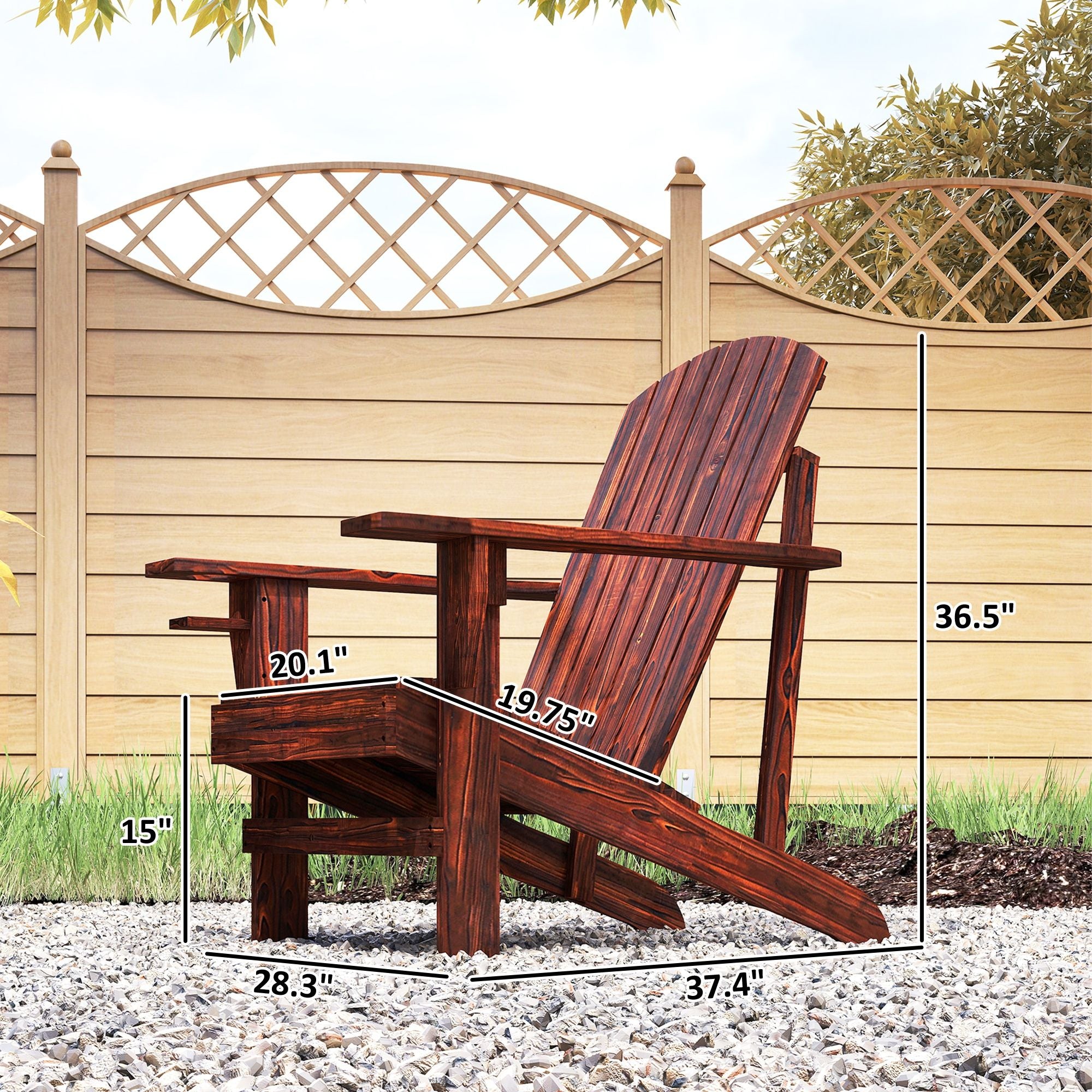 Oversized  Chair Brown Outdoor Fire Pit Porch Seating Classic Log Lounge with Built-in Cupholder for Comfortable Relaxation