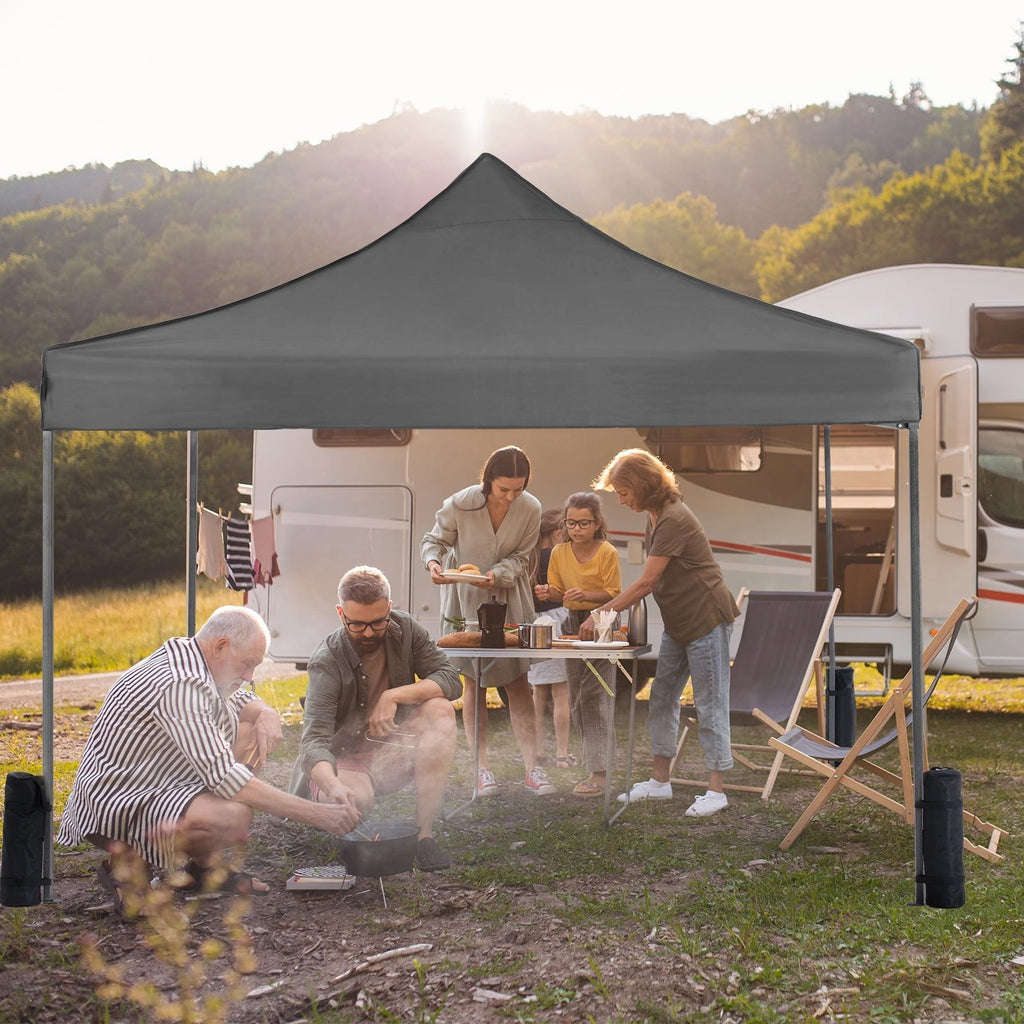 10x10 FT Pop Up Canopy Tent with Slant Legs and Carrying Bag, Easy Setup Outdoor Shelter for Patio, Garden, Beach, Gray