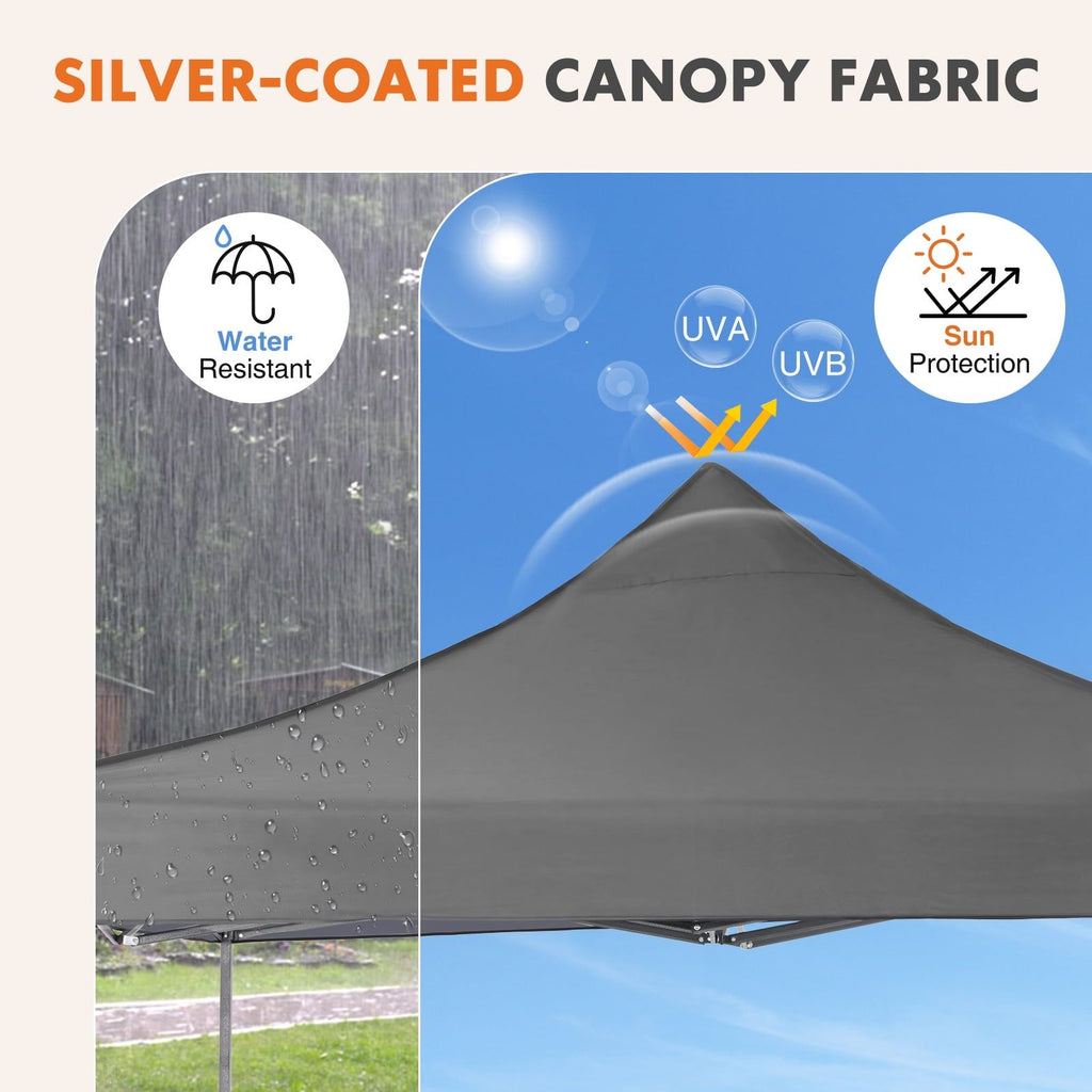 10x10 FT Pop Up Canopy Tent with Slant Legs and Carrying Bag, Easy Setup Outdoor Shelter for Patio, Garden, Beach, Gray