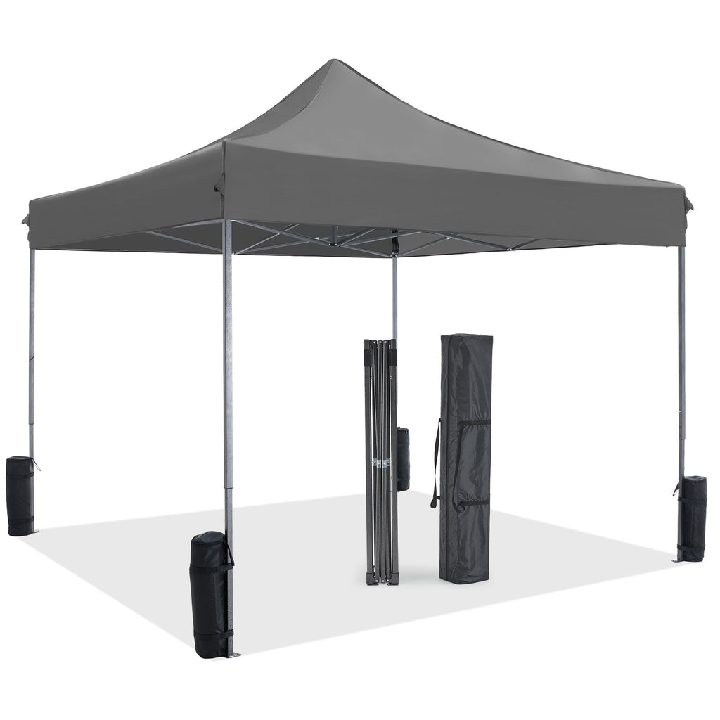 10x10 FT Pop Up Canopy Tent with Slant Legs and Carrying Bag, Easy Setup Outdoor Shelter for Patio, Garden, Beach, Gray