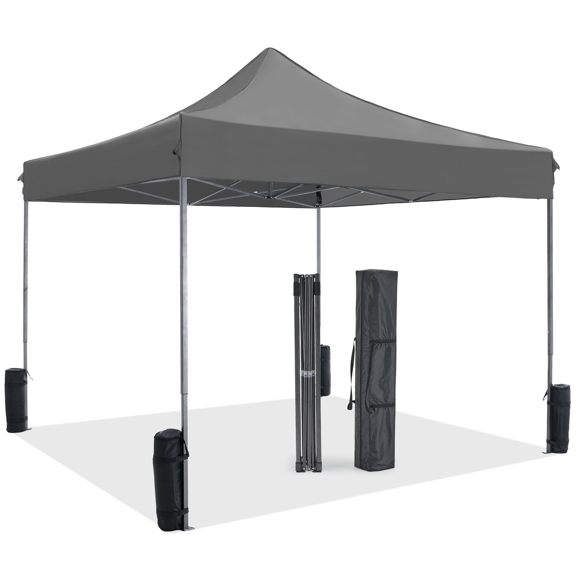 10x10 FT Pop Up Canopy Tent with Slant Legs and Carrying Bag, Easy Setup Outdoor Shelter for Patio, Garden, Beach, Gray