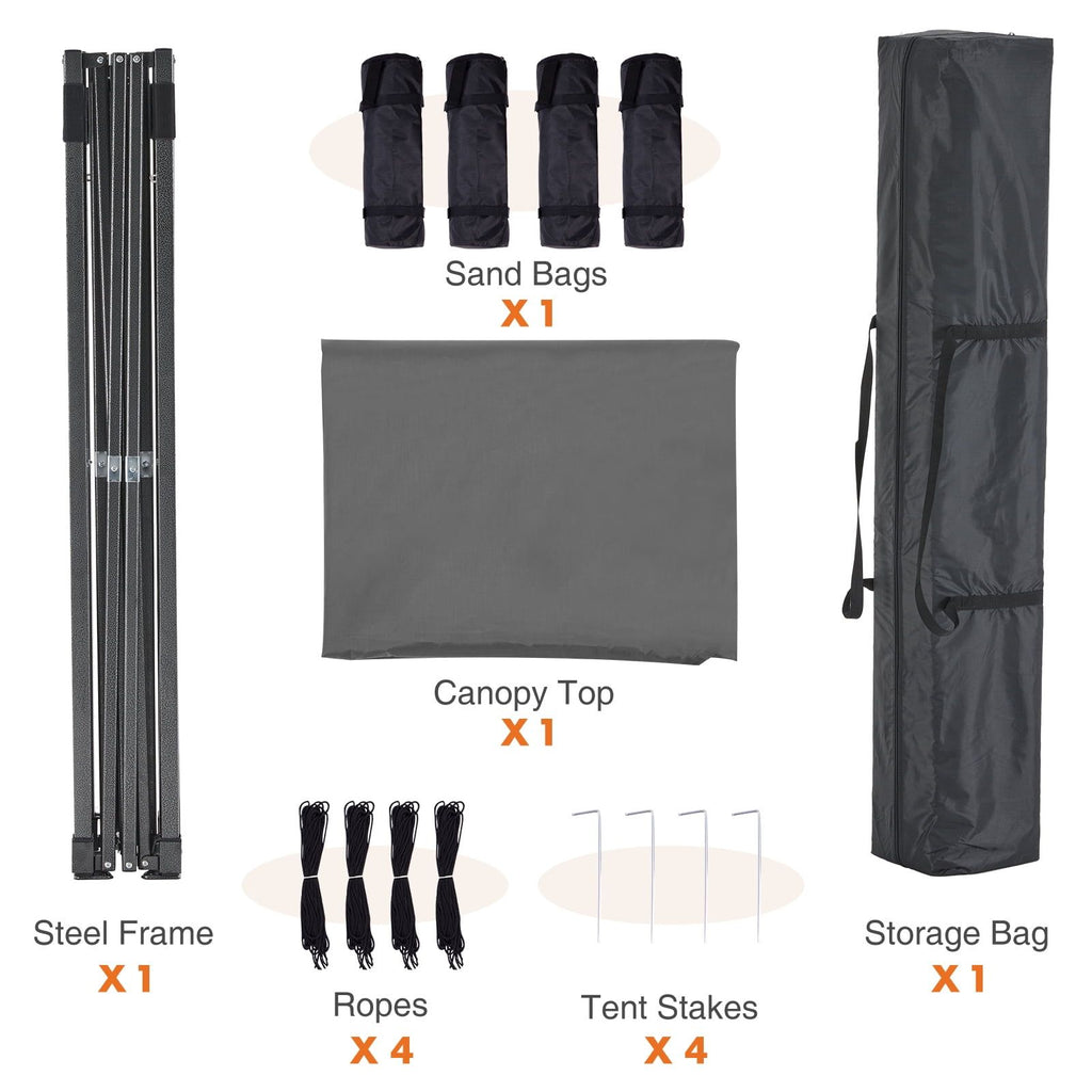 10x10 FT Pop Up Canopy Tent with Slant Legs and Carrying Bag, Easy Setup Outdoor Shelter for Patio, Garden, Beach, Gray