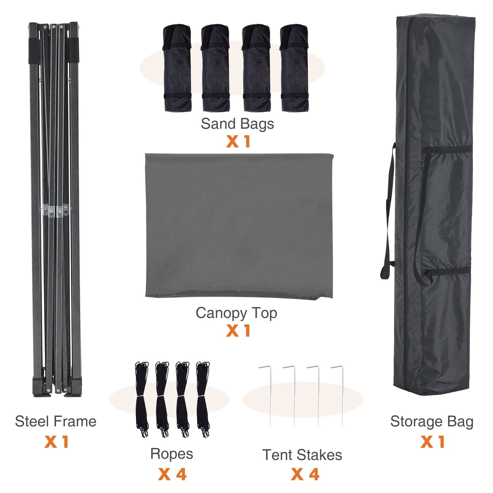 10x10 FT Pop Up Canopy Tent with Slant Legs and Carrying Bag, Easy Setup Outdoor Shelter for Patio, Garden, Beach, Gray