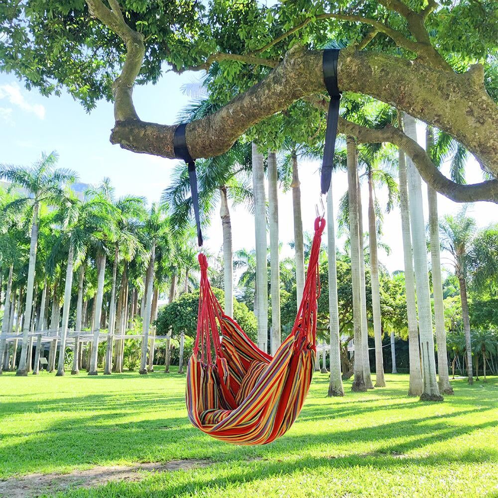 QF Hanging Hammock Chair Patio Indoor and Outdoor Hammock Swing Support 330 lbs (Red)