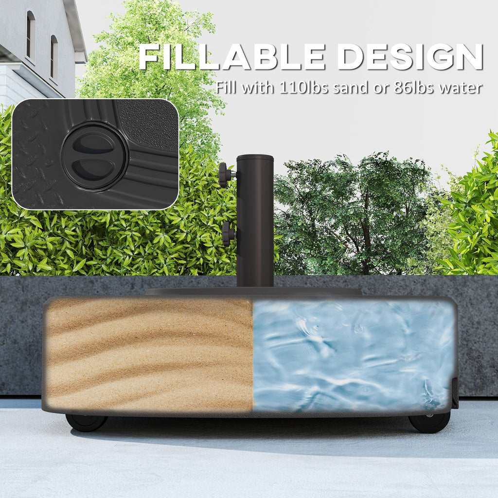 Patio Umbrella Base Outdoor Umbrella Stand with Wheels for 1.5"/1.9" Umbrella Poles