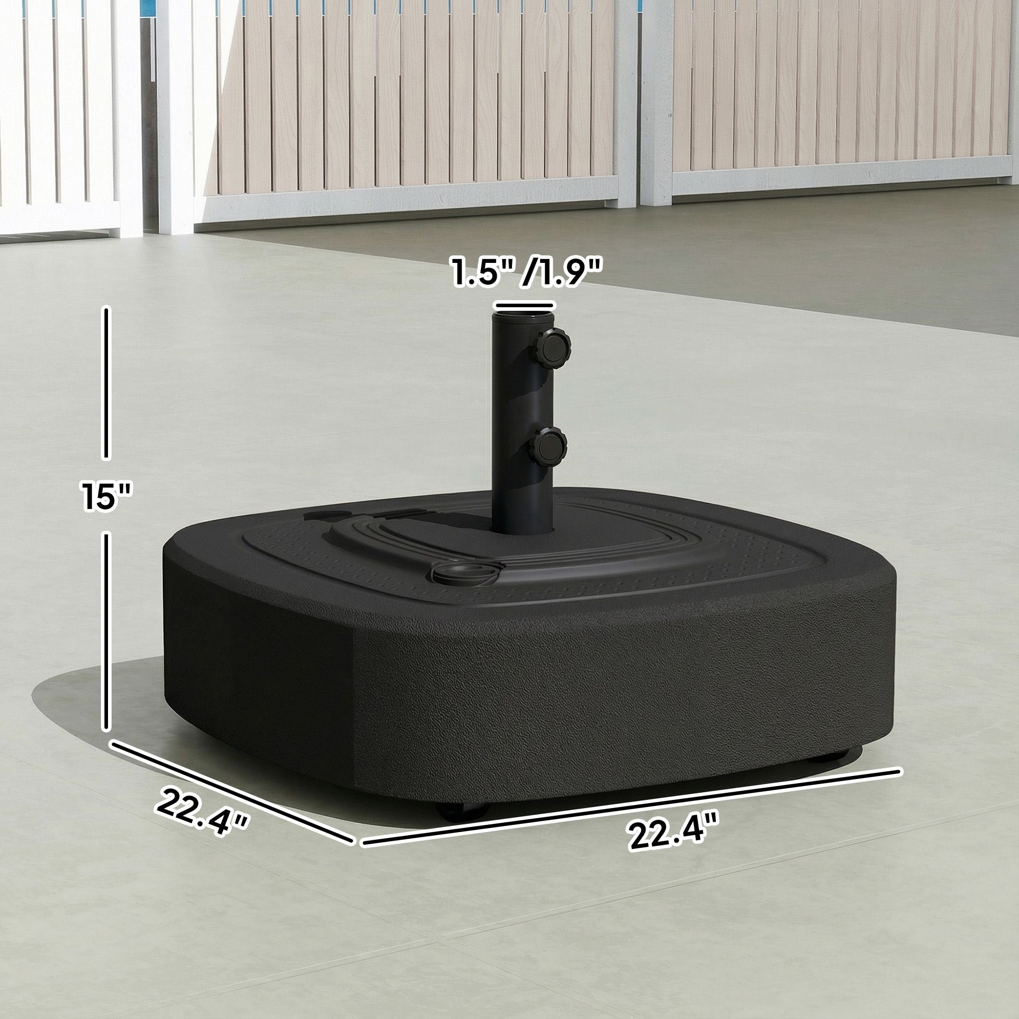 Patio Umbrella Base Outdoor Umbrella Stand with Wheels for 1.5"/1.9" Umbrella Poles