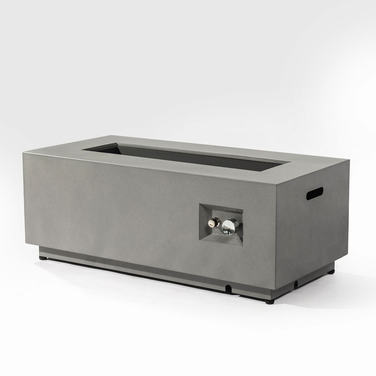(Old SKU: W853P193937) 42" Propane Gas Fire Pit Table 2-Pieces, 50000 BTU Rectangular Steel Fire Pit with Glass Wind Guard for Outside Patio Deck Garden Courtyard -Gray