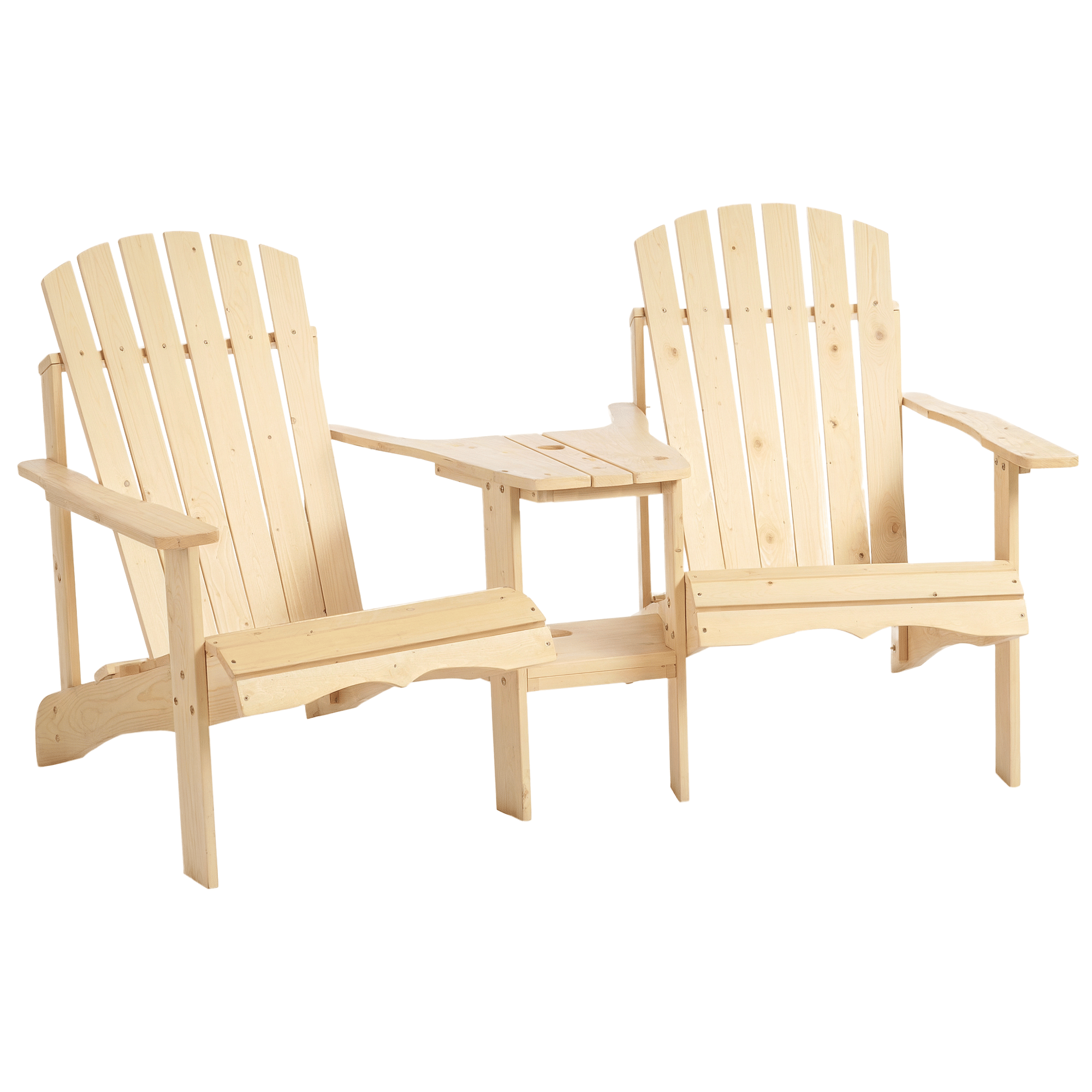 Natural Wood Fire Pit Seating for 2 with Wooden Chairs Outdoor Table And Umbrella Hole Wood 2 Person Bench for Garden