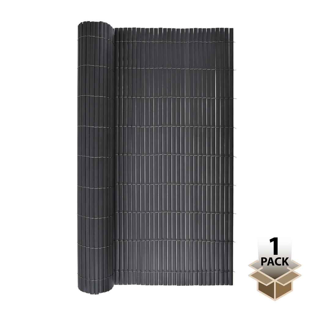 36in H x 10ft L Gray Faux Bamboo Privacy Screen