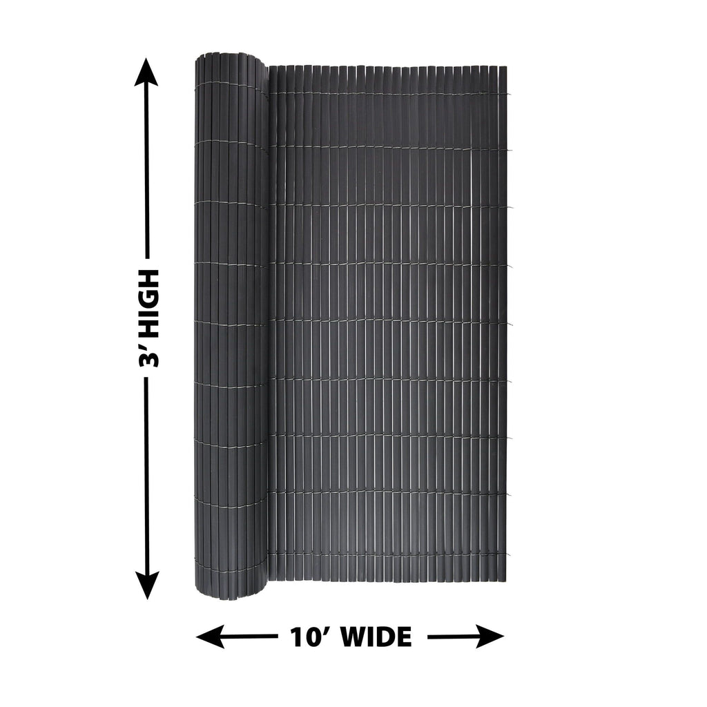 36in H x 10ft L Gray Faux Bamboo Privacy Screen