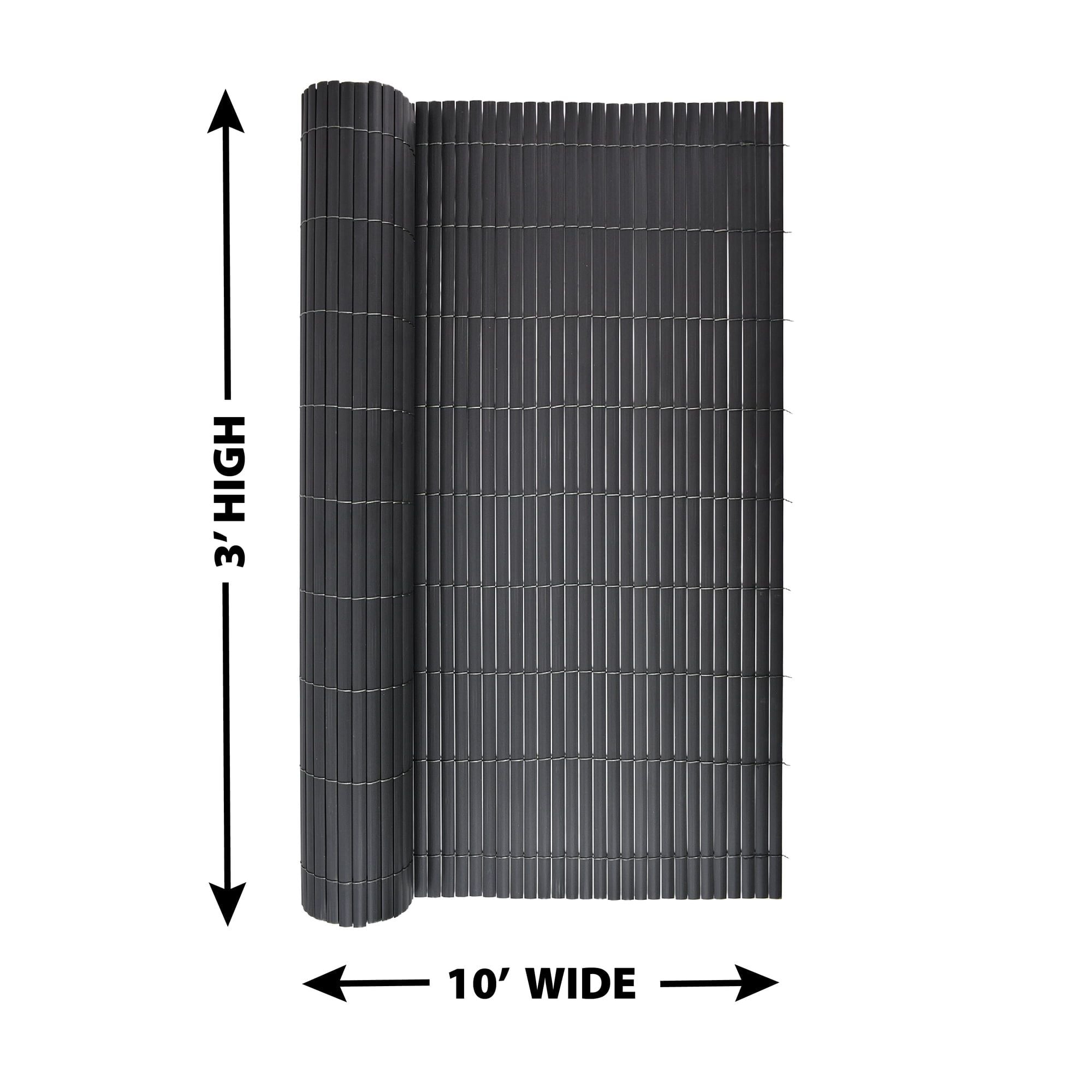 36in H x 10ft L Gray Faux Bamboo Privacy Screen