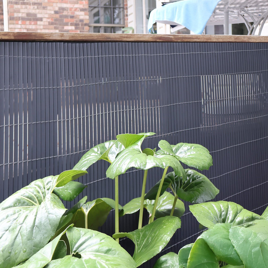 36in H x 10ft L Gray Faux Bamboo Privacy Screen