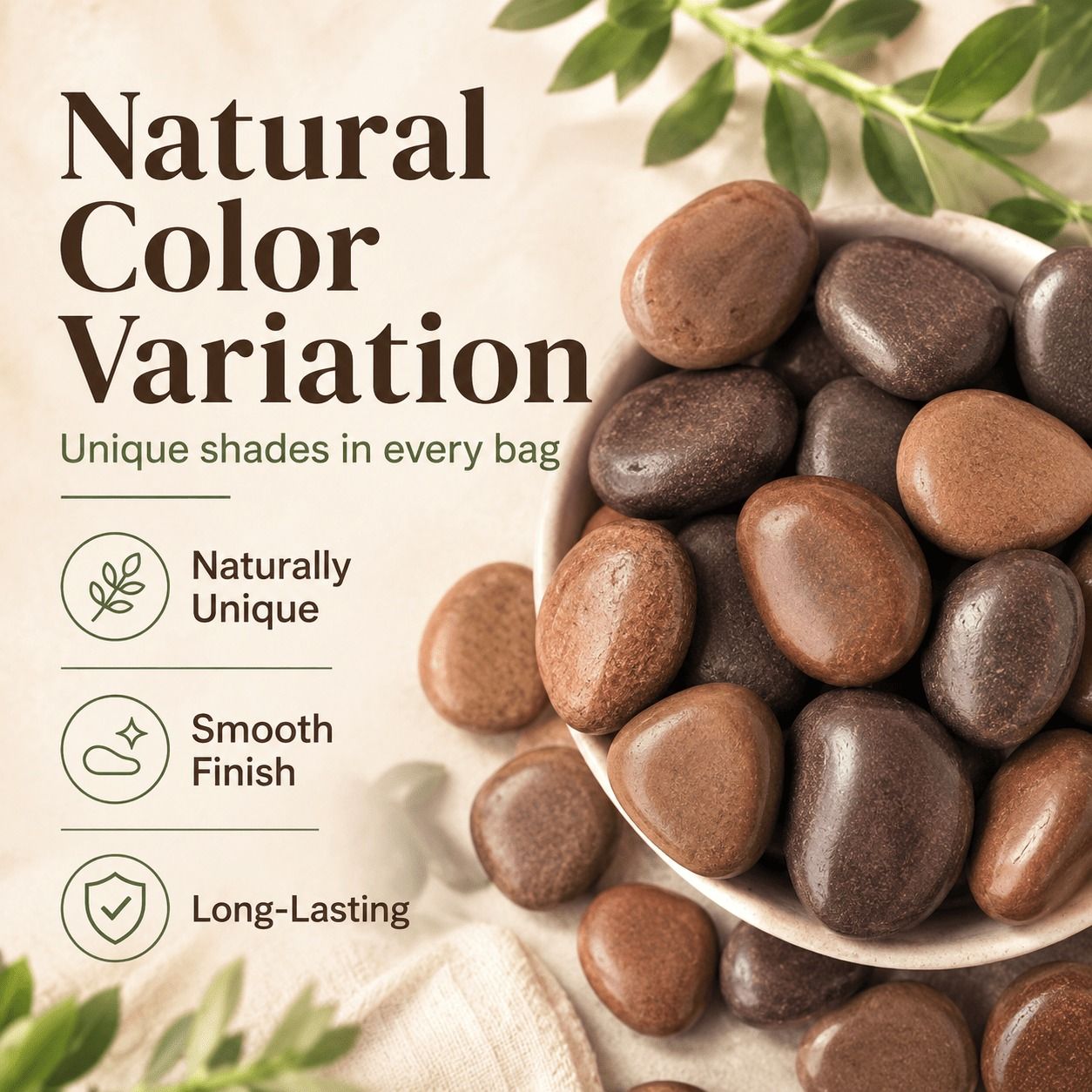 38 lbs White River Rocks, 2-3 inch Polished Pebbles - Versatile for indoor/outdoor use. Ideal for plant decor, vases, aquariums, and creating serene garden landscapes.