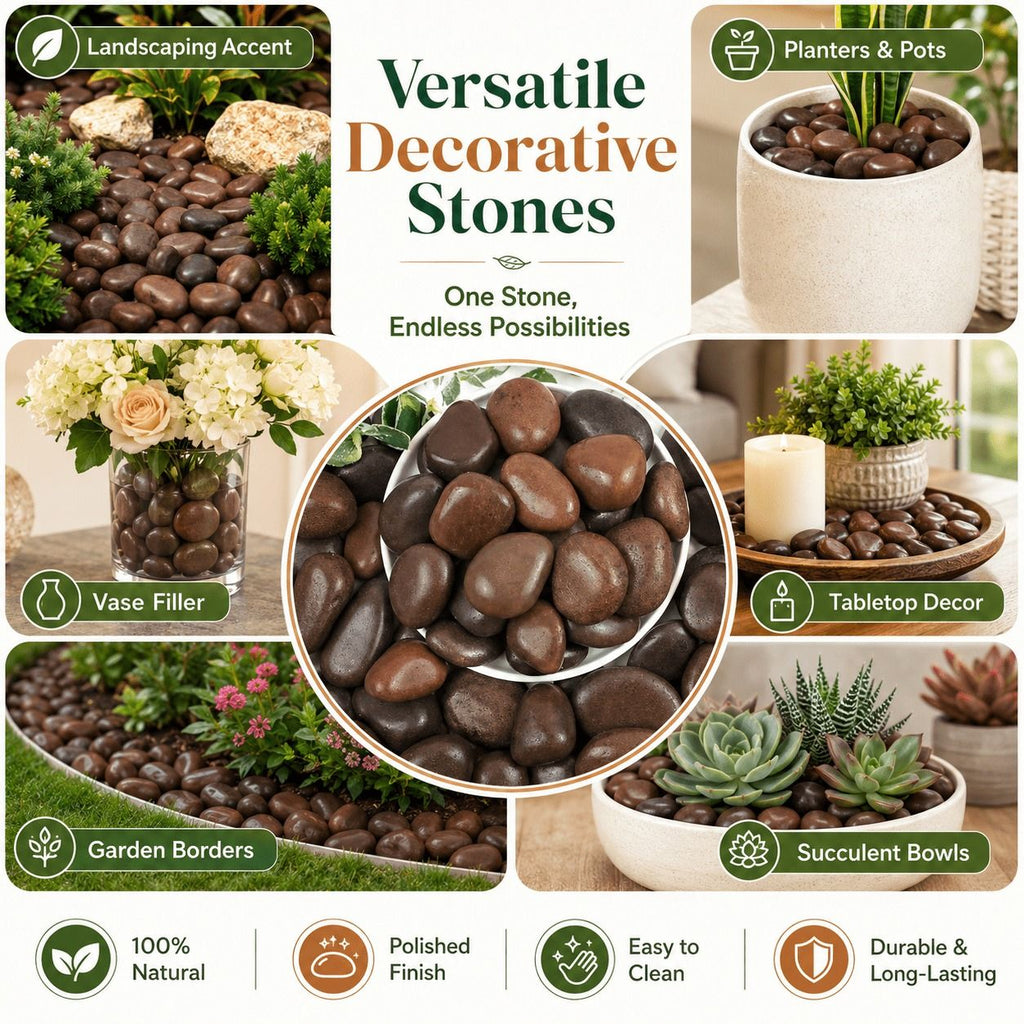 38 lbs White River Rocks, 2-3 inch Polished Pebbles - Versatile for indoor/outdoor use. Ideal for plant decor, vases, aquariums, and creating serene garden landscapes.
