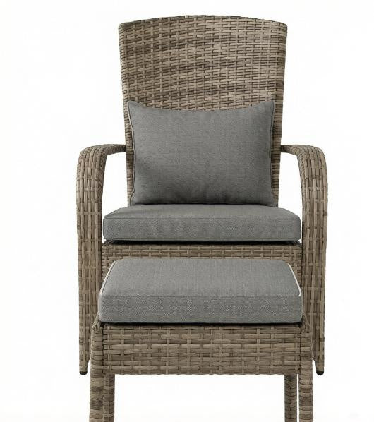 Gray  Chair with Ottoman And Cushions Outdoor Fire Pit Chair for Relaxation And Comfort