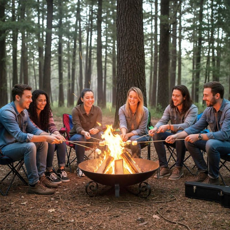 24 Inch Fire Pit Bowl with Handles Outdoor Wood-Burning Firepit