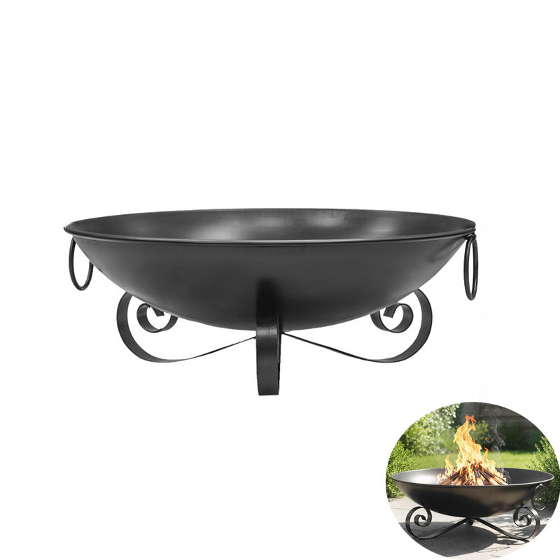 24 Inch Fire Pit Bowl with Handles Outdoor Wood-Burning Firepit