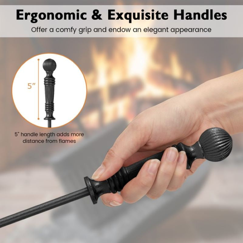 5-Pieces Fireplace Tool Set for Outdoor & Indoor