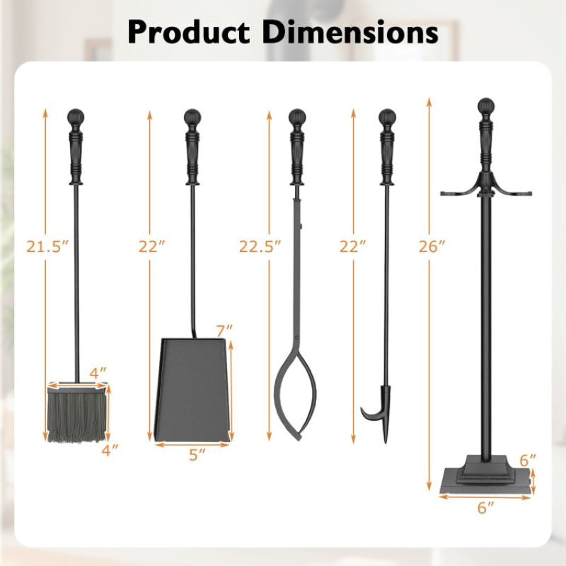 5-Pieces Fireplace Tool Set for Outdoor & Indoor