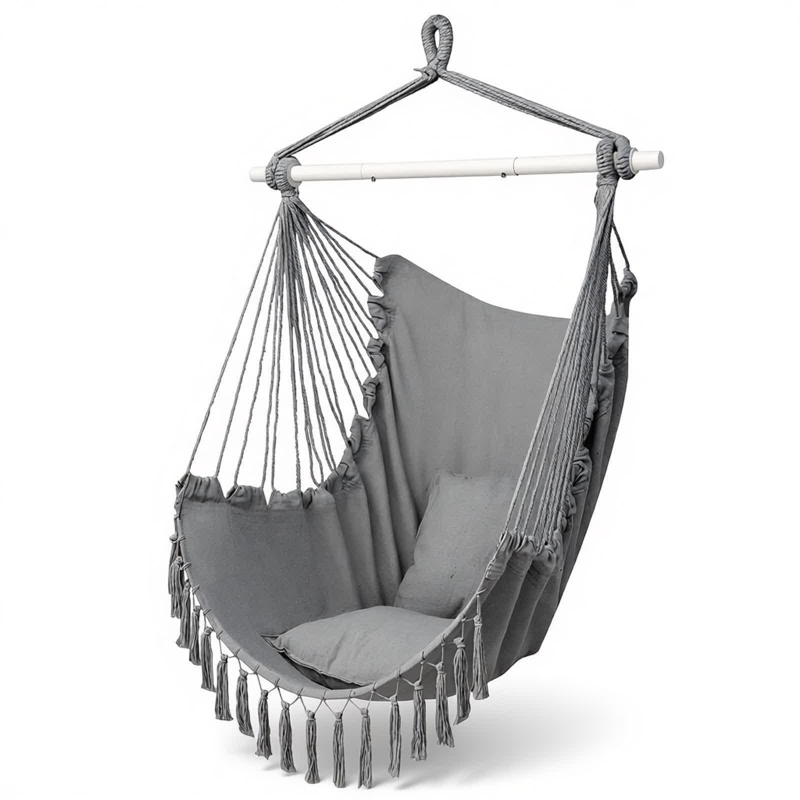 Pillow Tassel Hanging Chair Light Gray