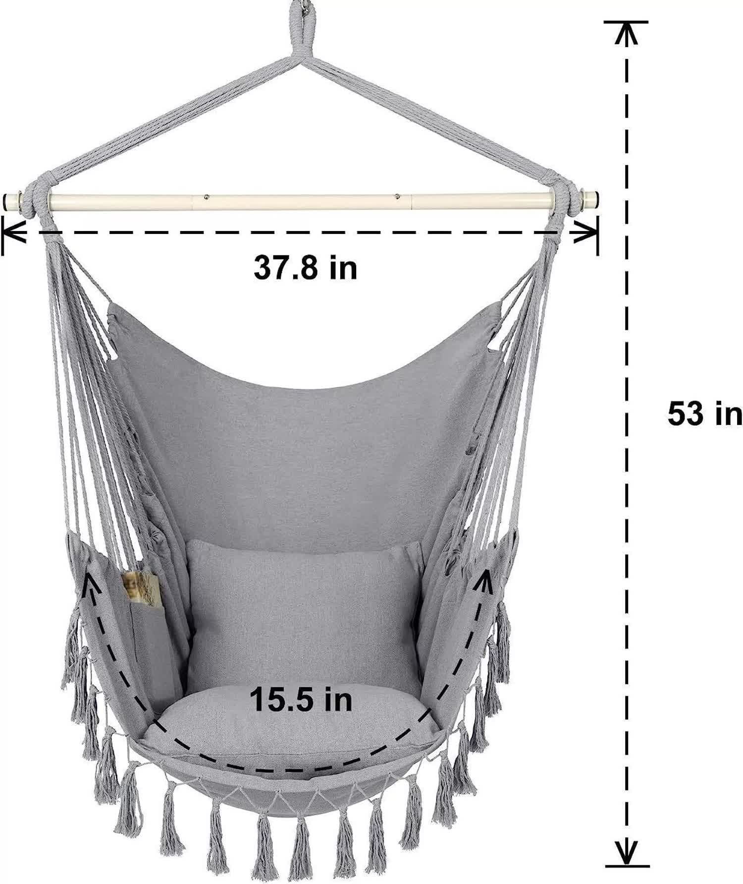 Pillow Tassel Hanging Chair Light Gray