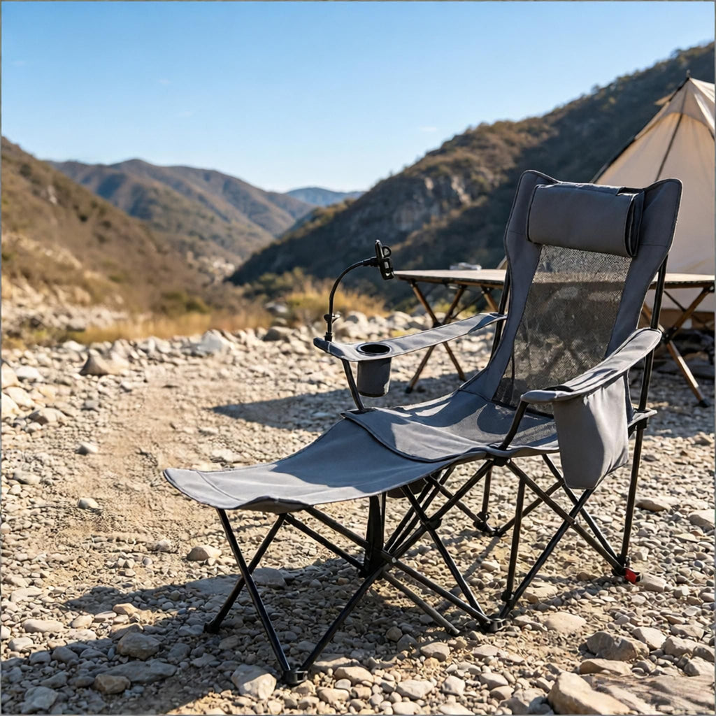 Outdoor Camping Reclining Chair 2 in 1 with 3 Level Adjustable Backrest Lightweight Portable Folding Chair for Picnic Travel Hiking