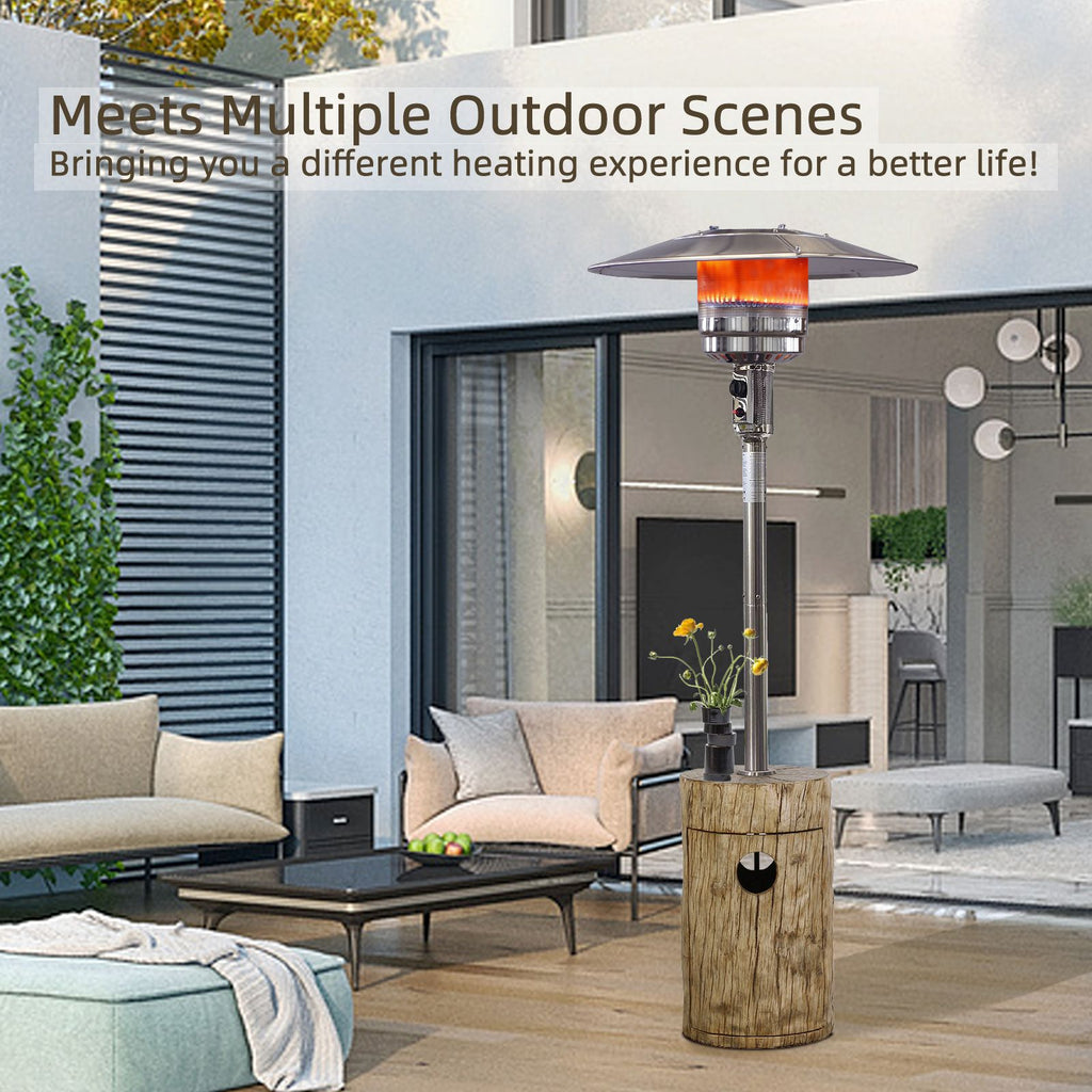 48,000 BTU Outdoor Patio Heater, Terrafab Material Base w Internal Gas Tank, Light Brown