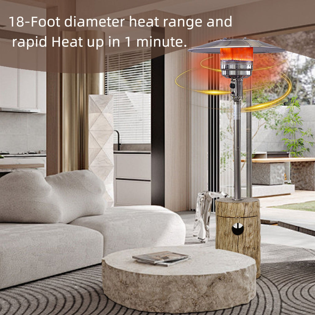 48,000 BTU Outdoor Patio Heater, Terrafab Material Base w Internal Gas Tank, Light Brown