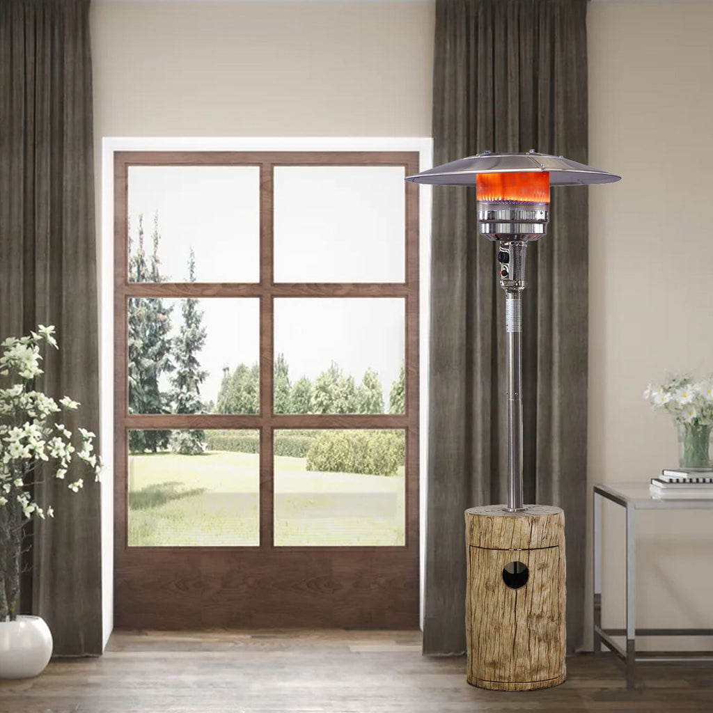 48,000 BTU Outdoor Patio Heater, Terrafab Material Base w Internal Gas Tank, Light Brown