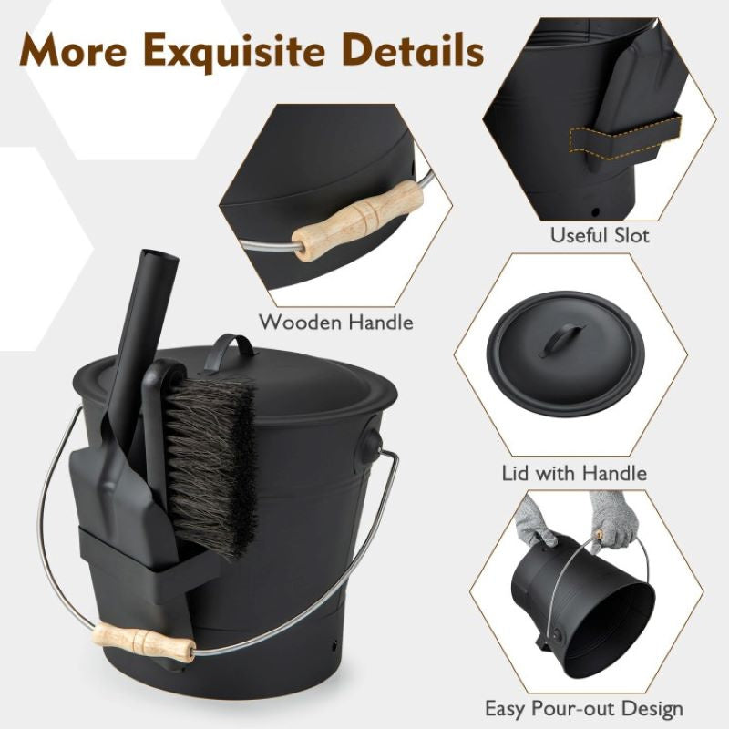 Household Ash Bucket with Lid for Indoor and Outdoor