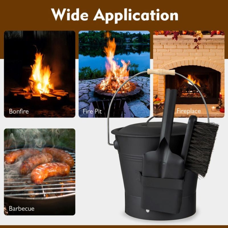 Household Ash Bucket with Lid for Indoor and Outdoor