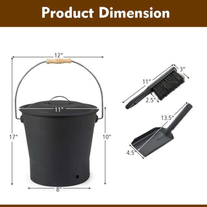 Household Ash Bucket with Lid for Indoor and Outdoor