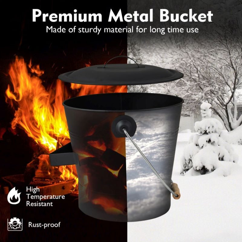 Household Ash Bucket with Lid for Indoor and Outdoor