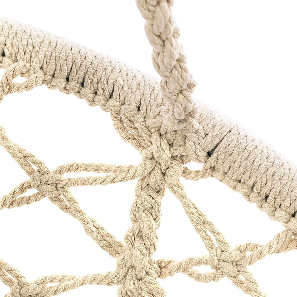 Hammock Chair Macrame Swing Chair Handmade Knitted Hanging Cotton Rope Chair for Indoor/Outdoor Home Patio Deck Yard Garden Reading Leisure Beige