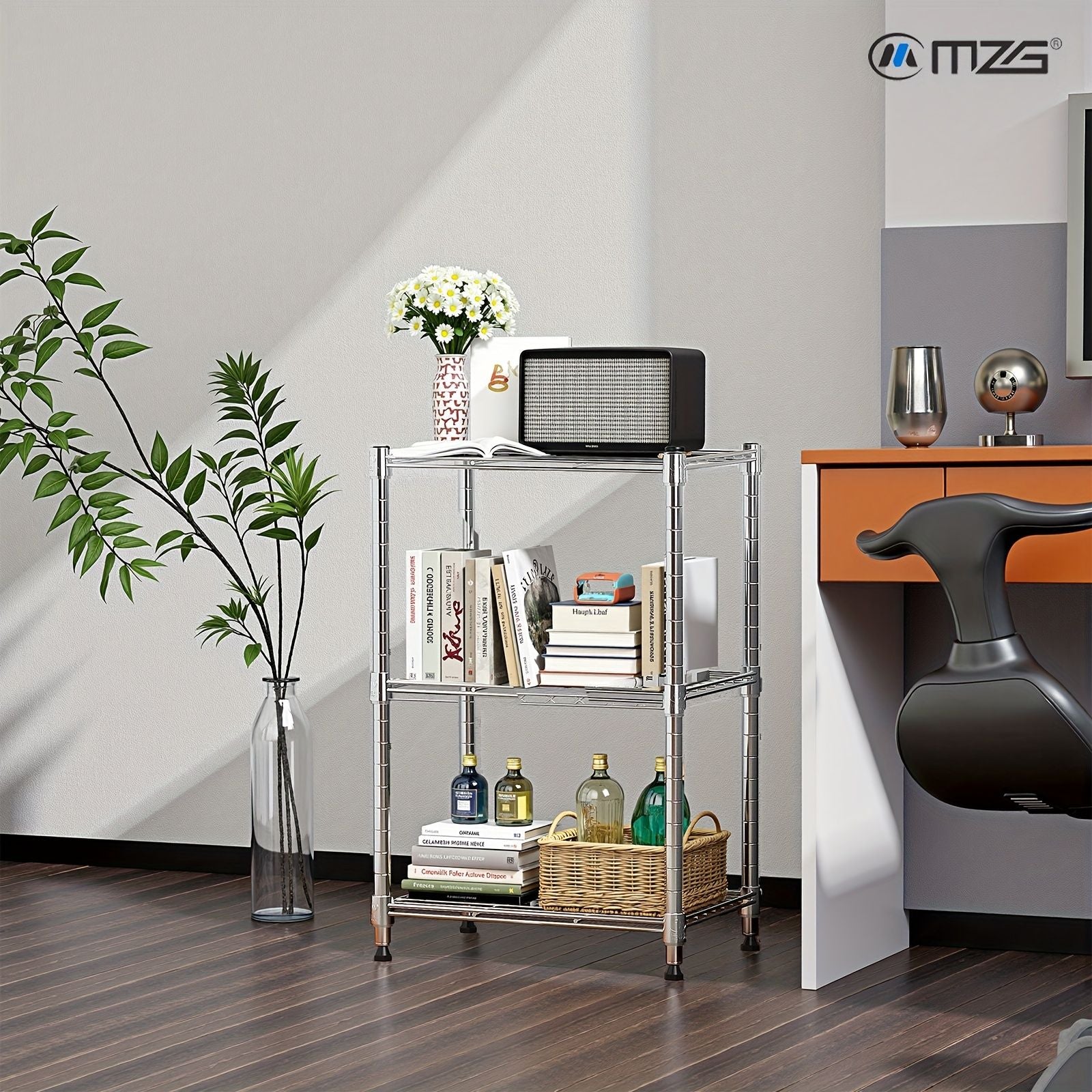 450 lbs Wire Storage Shelving 3-Tier Utility Shelving Unit Steel Organizer Wire Rack for Home,Kitchen,Office,Chrome(11.8" D x 17.7" W x 26.3" H)