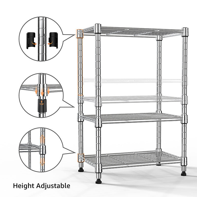 450 lbs Wire Storage Shelving 3-Tier Utility Shelving Unit Steel Organizer Wire Rack for Home,Kitchen,Office,Chrome(11.8" D x 17.7" W x 26.3" H)