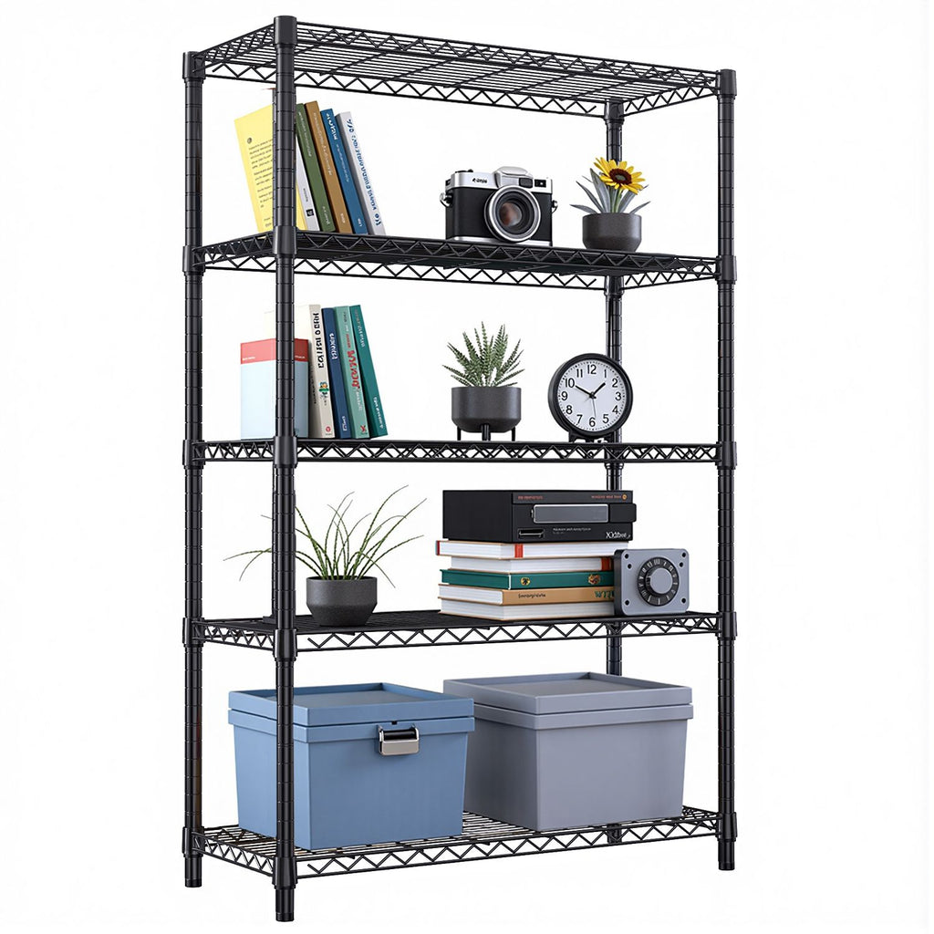 Steel Storage Shelving 5-Tier Utility Shelving Unit Steel Organizer Wire Rack for Home,Kitchen,Office,Garage, 1750 LBS Capacity 17.7" D x 47.2" W x 72.3" H