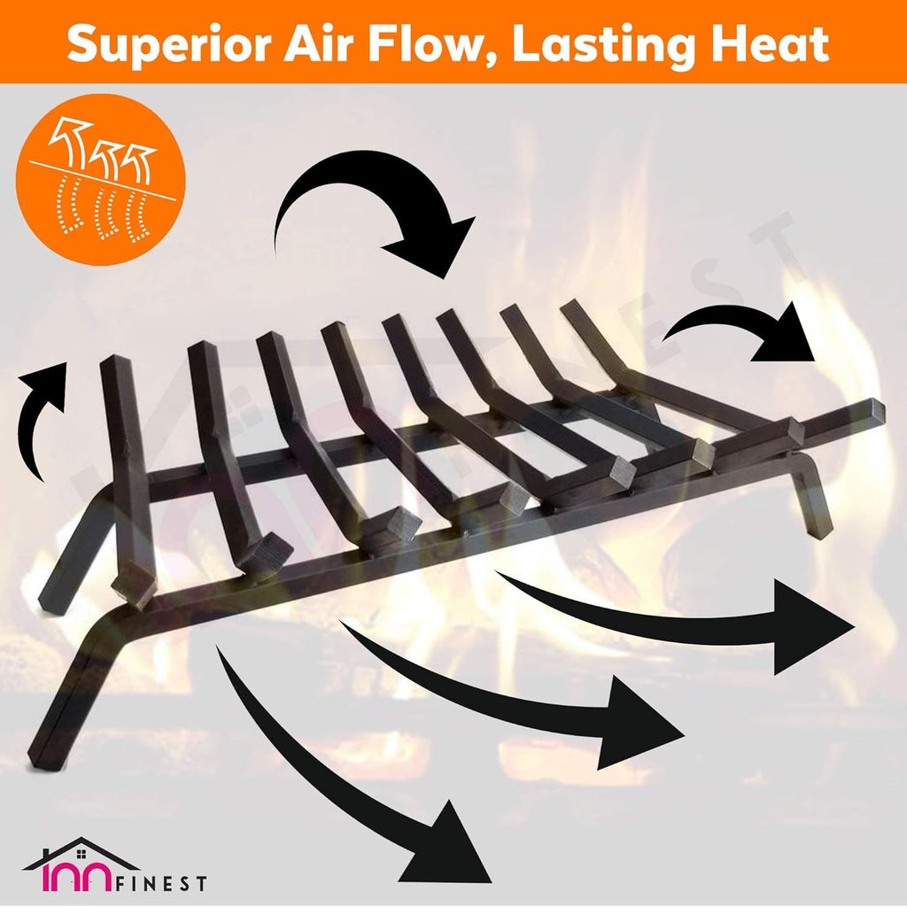 Fireplace Grate,Fireplace Log Holder,Heavy Duty Solid Cast Iron FIrewood Log Burning Rack for Inside The Fireplace Accessories Outood Fire Pit Kindling Fireplace Tools (36 inch)