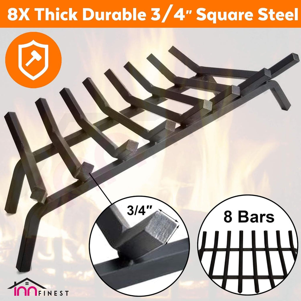 Fireplace Grate,Fireplace Log Holder,Heavy Duty Solid Cast Iron FIrewood Log Burning Rack for Inside The Fireplace Accessories Outood Fire Pit Kindling Fireplace Tools (36 inch)