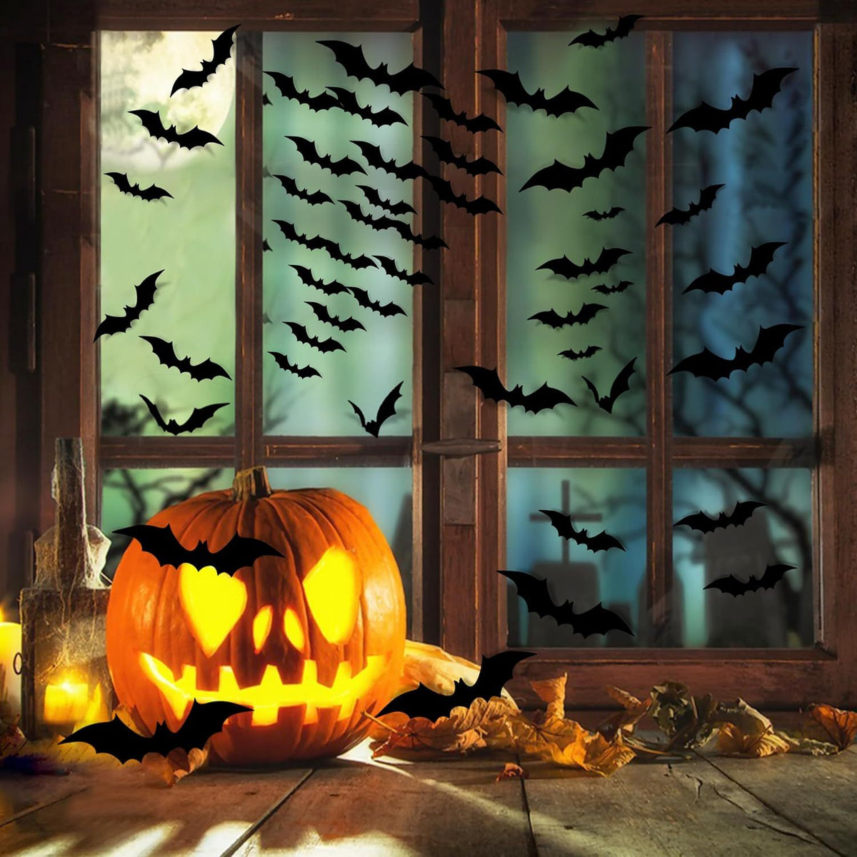 Halloween Party Supplies & Decorations 140Pcs Realistic PVC 3D Black Scary Bat Wall Stickers for Creepy Home & Indoor Decor